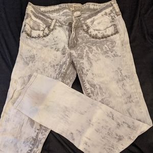 Decree Acid Wash Jeans (Skinny) Grey/Cream